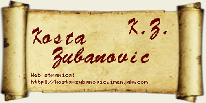 Kosta Zubanović vizit kartica